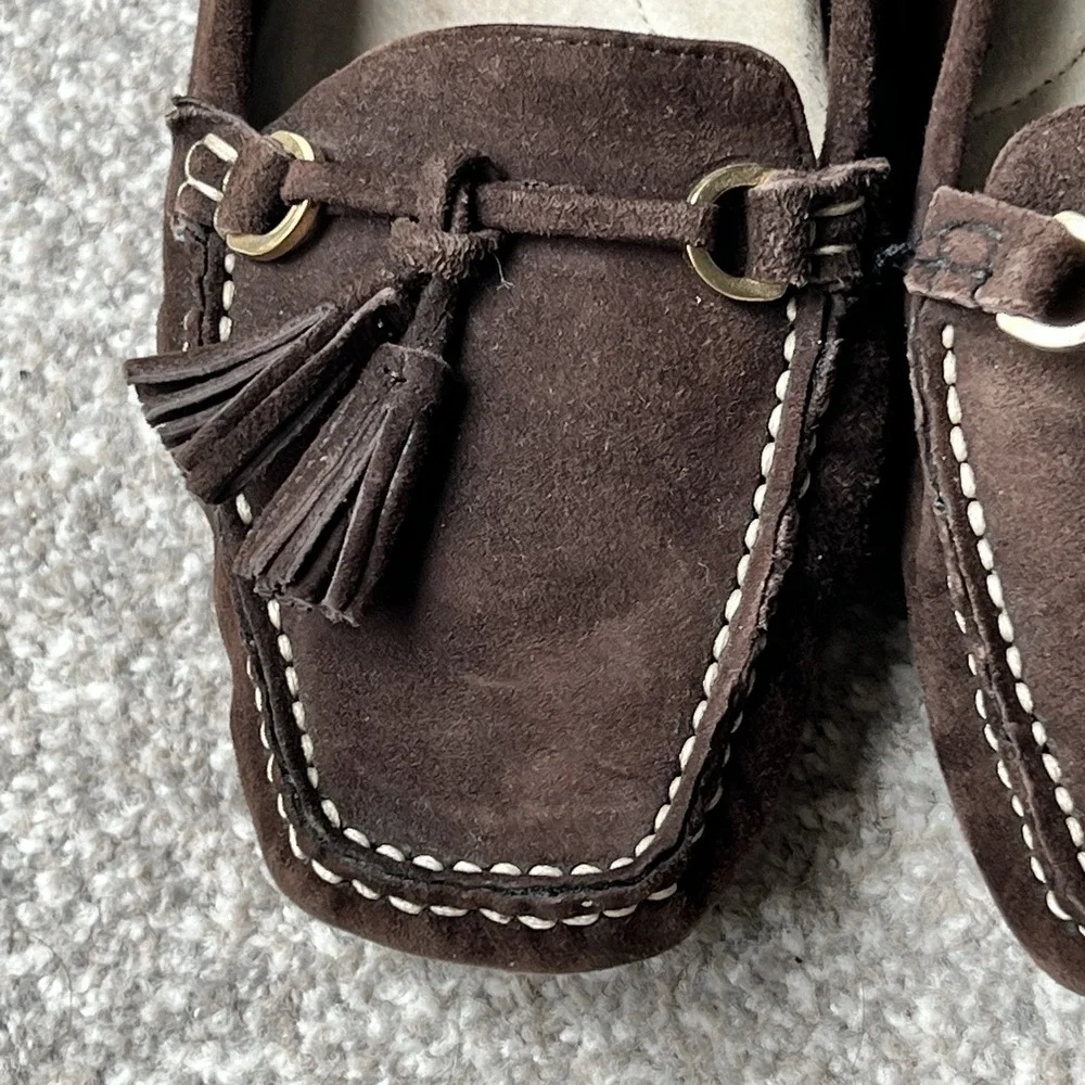 Tommy Hilfiger Womens Suede Moc Penny Loafer Boat Shoe Sz 8.5‎ Brown